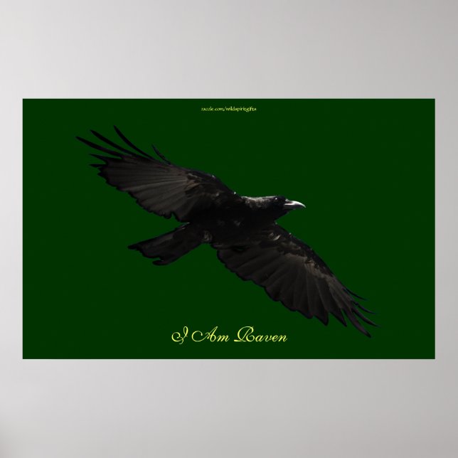 I AM RAVEN III Flying Black Raven Art Poster (Front)