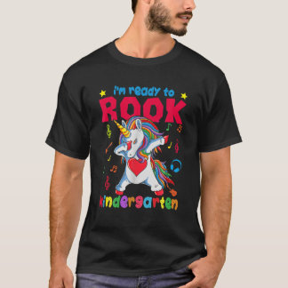 I Am Ready Rock Kindergarten Dabbing Unicorn Back T-Shirt