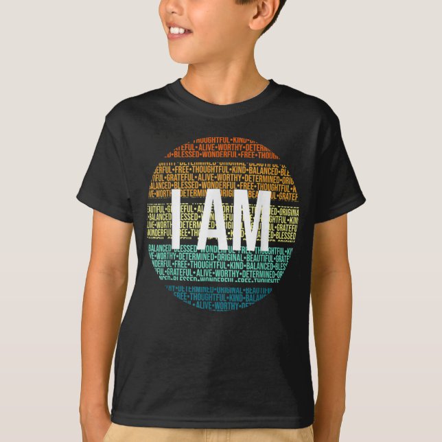 I AM Retro Positive Affirmations Mental Health Awa T-Shirt (Front)