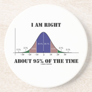 I Am Right About 95% Of The Time Bell Curve Humour Coaster