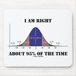 I Am Right About 95% Of The Time Bell Curve Humour Mouse Mat