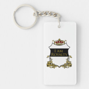 I Am Royalty Crown Crest Black Gold Luxury Key Ring