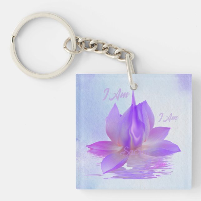 I Am Sacred Violet Flame Lotus Key Ring (Front)