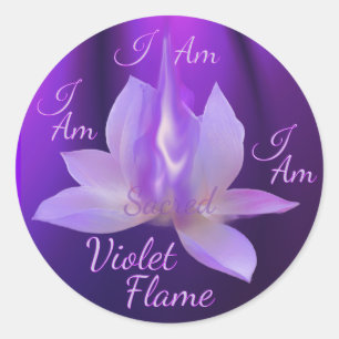 I Am Sacred Violet Flame With Lotus Classic Round Sticker