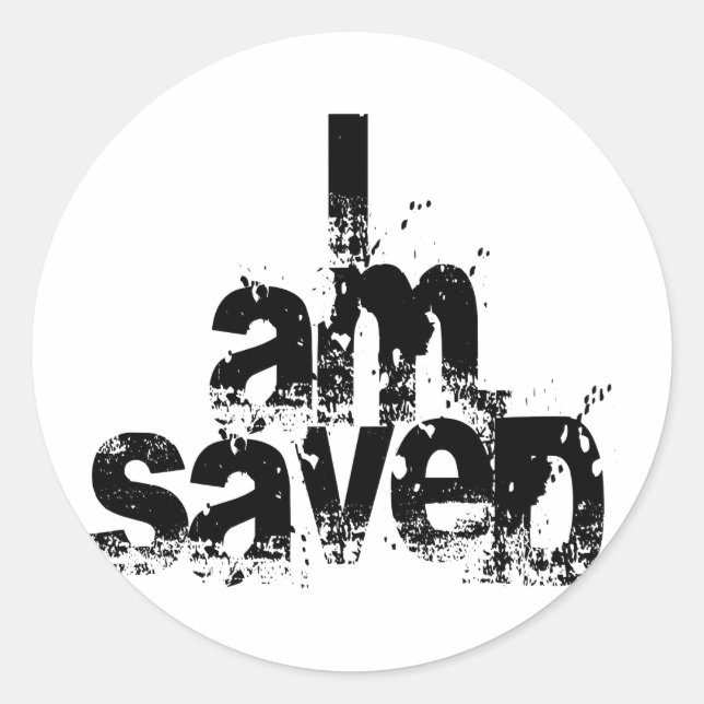 I AM Saved Christian Classic Round Sticker (Front)