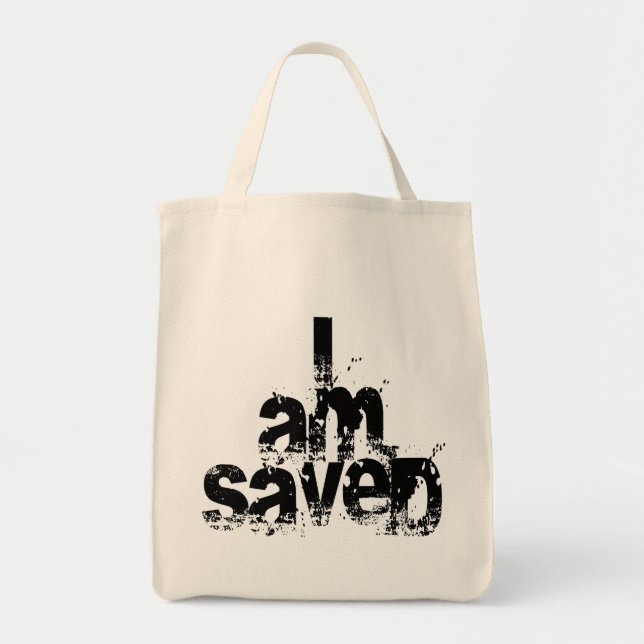 I AM Saved Christian Tote Bag (Front)