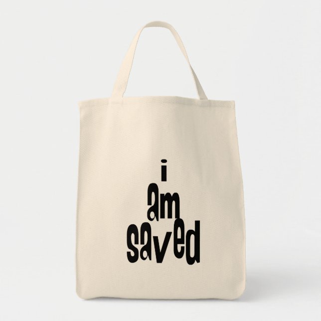 I am Saved Christian Tote Bag (Front)