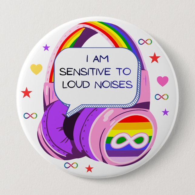  I Am Sensitive to Noises Badge Pin Sensory Badge (Front)