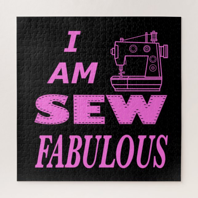 I Am Sew Fabulous In Black And Pink  Jigsaw Puzzle (Vertical)