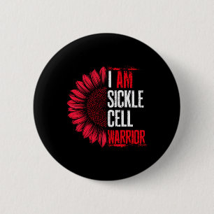 I Am Sickle Cell Warrior Burgundy Sunflower Awaren 6 Cm Round Badge