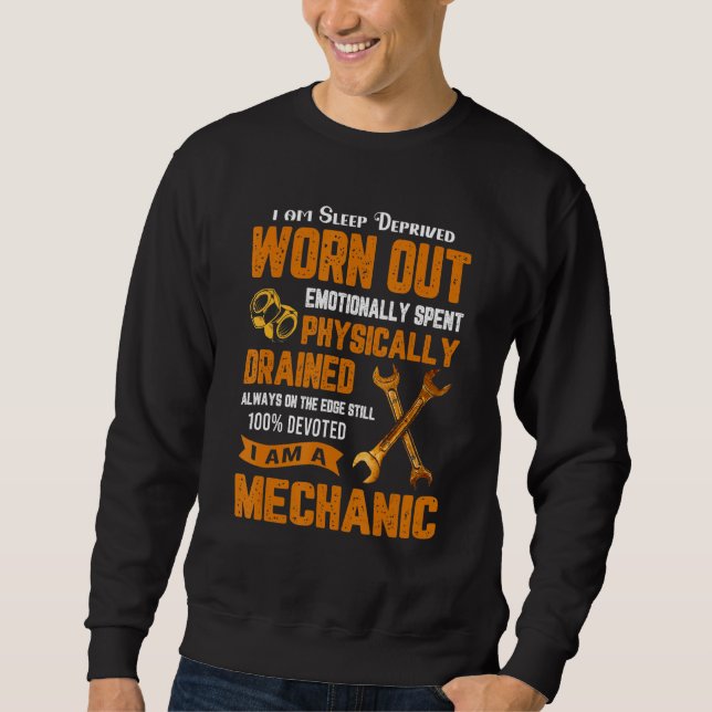 I Am Sleep Deprived Worn Out Drained Devoted Mecha Sweatshirt (Front)