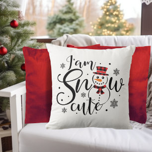 I am Snow Cute Winter Snowman Cushion