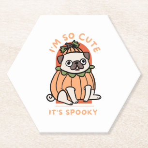 I Am So Cute It Is Spooky Cute Halloween Dog Pug Paper Coaster