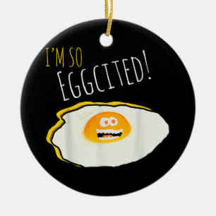 I Am So Eggcited, Broken Happy and Excited Egg Gif Ceramic Tree Decoration