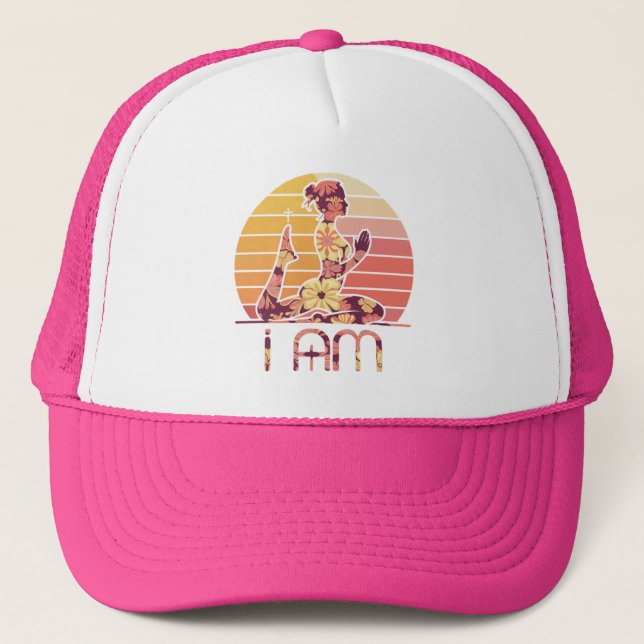 I AM soft Floral Prayer Trucker Hat (Front)