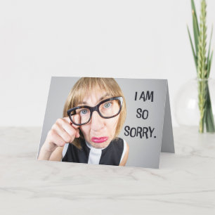 I Am Sorry Apology Ugly Cry Woman in Glasses Humou Holiday Card