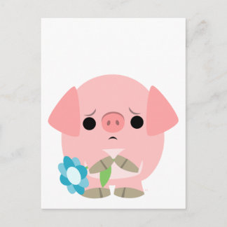 "I am sorry" Cute Cartoon Piglet postcard
