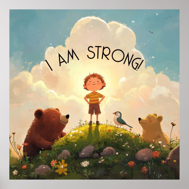 I Am Strong Boys Affirmation Poster (Front)