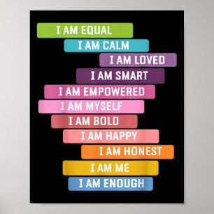 I Am Strong Cute Kids Growth Mindset Positive Affi Poster