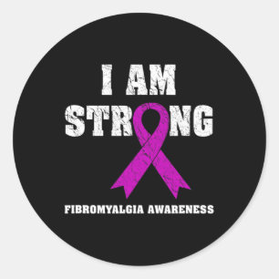 I Am Strong Fibromyalgia Awareness 1  Classic Round Sticker