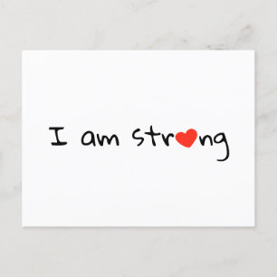I Am Strong Heart Typography Red Black Postcard