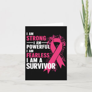 I Am Strong Powerful Fearless Breast Cancer Awaren Card