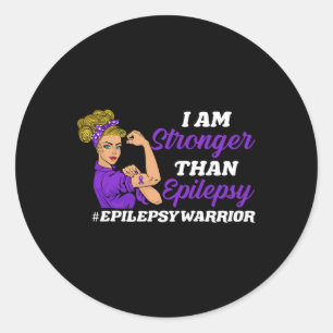 I Am Stronger Than Epilepsy Warrior Epilepsy Aware Classic Round Sticker