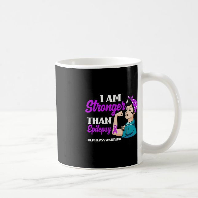 I Am Stronger Than Epilepsy Warrior Epilepsy Aware Coffee Mug (Right)