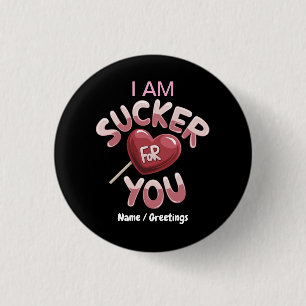 I Am Sucker for You Groovy Valentine's Matching 3 Cm Round Badge
