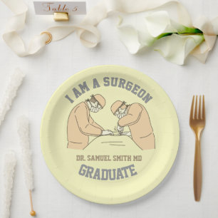 I AM SURGEON doctor MD party graduate Paper Plate