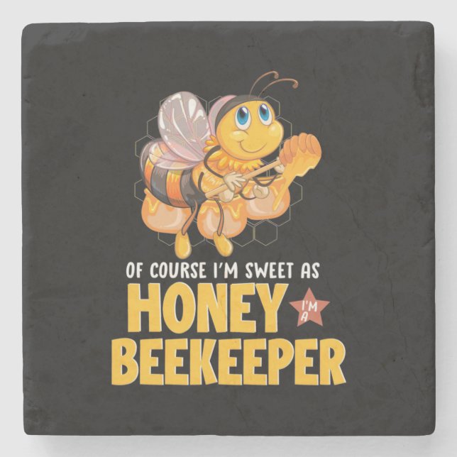 I Am Sweet As Honey Beekeeper Stone Coaster (Front)