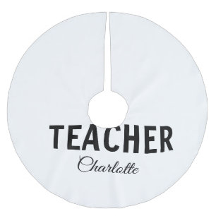 I am teacher school Collegeadd your name text simp Brushed Polyester Tree Skirt