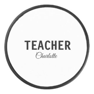 I am teacher school Collegeadd your name text simp Hockey Puck