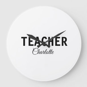 I am teacher school Collegeadd your name text simp Large Clock