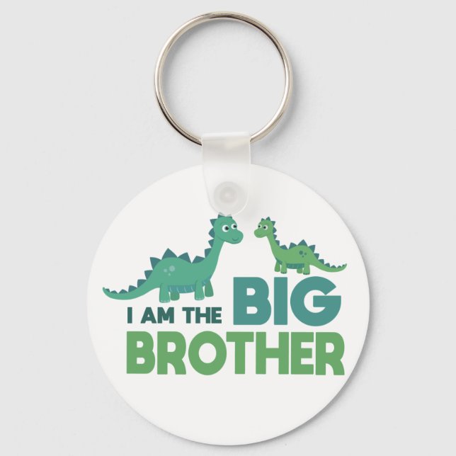 I am the big brother boy cartoon dinosaur key ring (Front)
