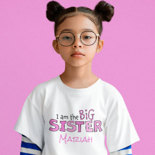 I am the Big Sister Cute Pink Personalised T-Shirt