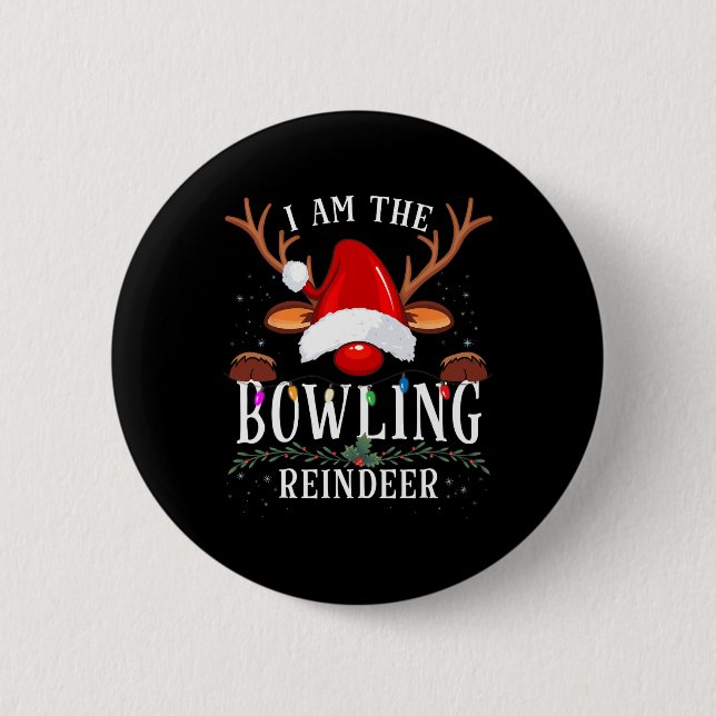 I Am The Bowling Reindeer Christmas Family  6 Cm Round Badge (Front)