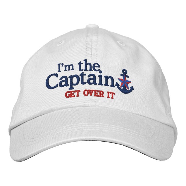 I Am The Captain Humour Nautical Star Anchor Embroidered Hat (Front)