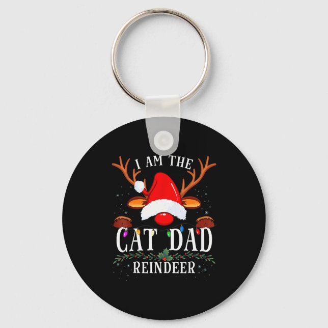 I Am The Cat Dad Reindeer Christmas Family  Key Ring (Front)