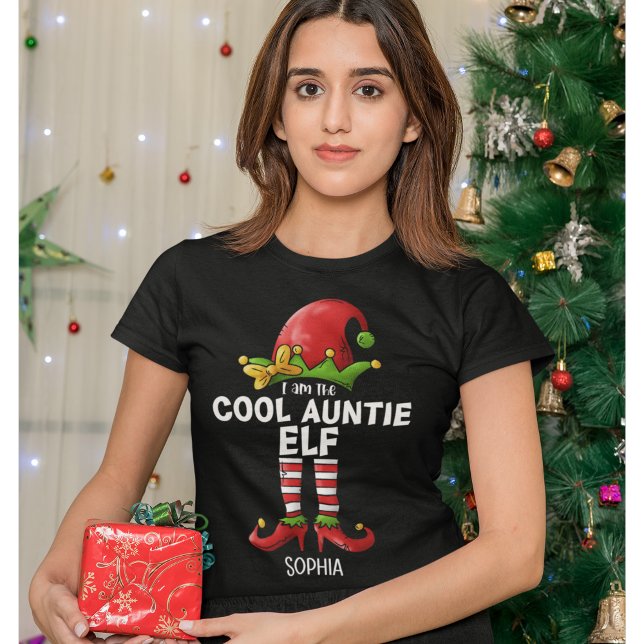I am The Cool Auntie Elf Funny Elf T-Shirt (Creator Uploaded)