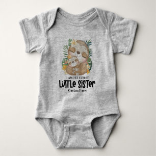 I am the Cutest Little Sister Cute Sloths Custom Baby Bodysuit