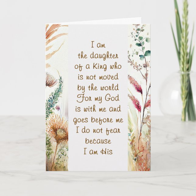 I am the daughter of a King Christian Faith Quote  Card (Front)