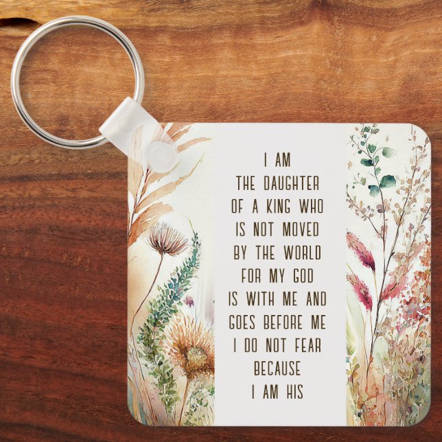I am the daughter of a King Christian Faith Quote Key Ring (Front)