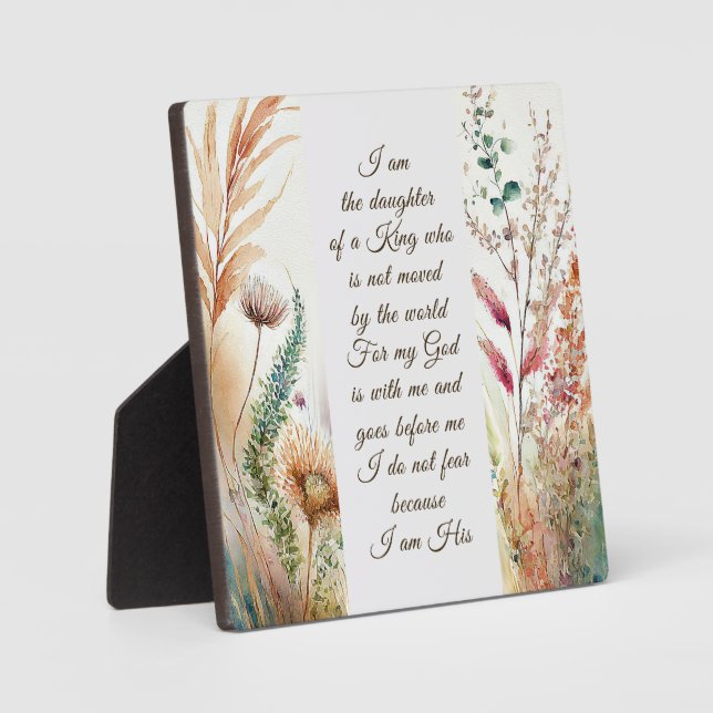 I am the daughter of a King Christian Faith Quote Plaque (Front)