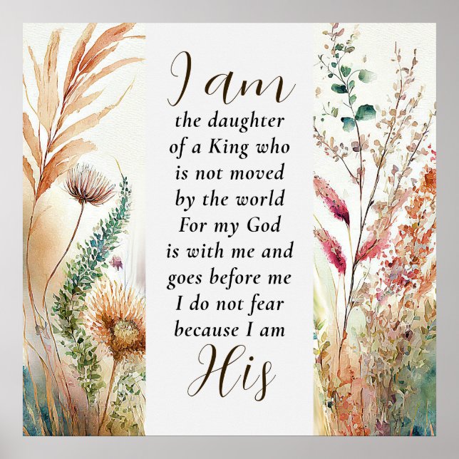 I am the daughter of a King Christian Faith Quote Poster (Front)