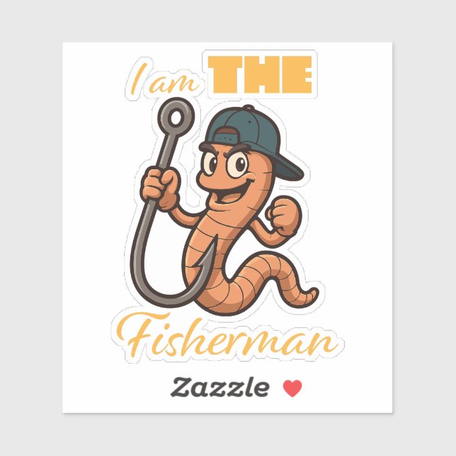 "I am the fish" comic fishing worm illustration  (Sheet)