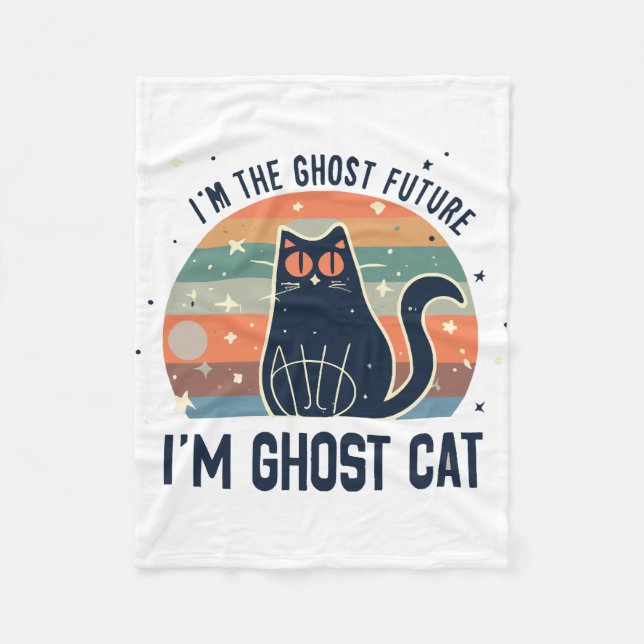 I AM THE GHOST FUTURE, GHOST CAT  FLEECE BLANKET (Front)