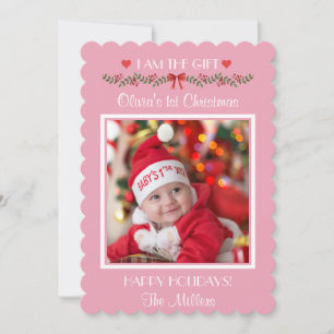 I Am The Gift First Christmas Baby Girl Photo Card