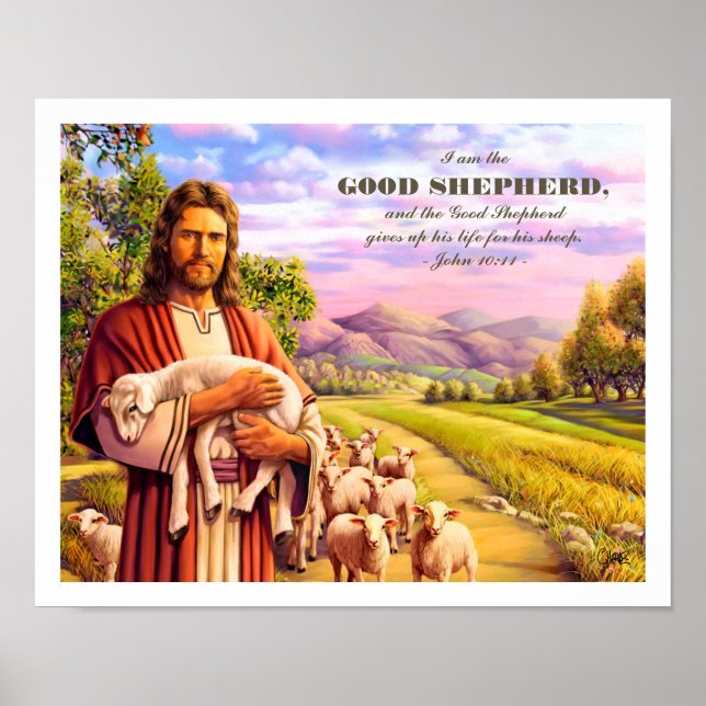 I am the Good Shepherd. Jesus Painting Art Print (Front)