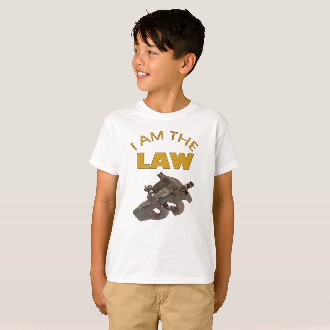 I am the law with a m4a1 machine gun T-Shirt (Front Full)